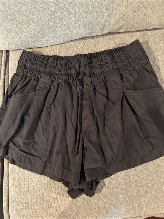 aerie Pants - aerie Black High-Waist Smocked Shorts